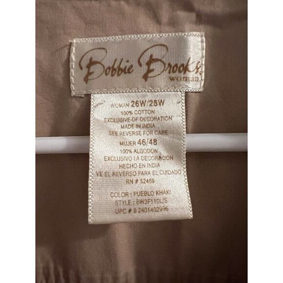 Bobbie Brooks Tan Fall Embroidered Button Up Shirt Size 26/28 Art To Wear - Picture 4 of 6